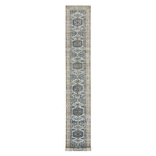 Load image into Gallery viewer, 2&#39;6&quot;x17&#39;10&quot; Oyster White Soft Tones, Hand Knotted, Soft Pile, Reimagined Persian Viss Design, Organic Wool, Tone on Tone, XL Runner Oriental Rug FWR395304
