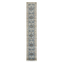 Load image into Gallery viewer, 2&#39;6&quot;x17&#39;10&quot; Oyster White Soft Tones, Hand Knotted, Soft Pile, Reimagined Persian Viss Design, Organic Wool, Tone on Tone, XL Runner Oriental Rug FWR395304