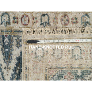 2'6"x17'10" Oyster White Soft Tones, Hand Knotted, Soft Pile, Reimagined Persian Viss Design, Organic Wool, Tone on Tone, XL Runner Oriental Rug FWR395304