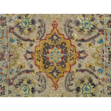 Load image into Gallery viewer, 2&#39;x3&#39; Khaki, Hand Knotted, The Sunset Rosettes with Soft Colors, Wool and Pure Silk, Mat Oriental Rug FWR395310