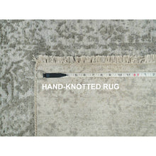 Load image into Gallery viewer, 2&#39;6&quot;x15&#39;10&quot; Goose Gray, Broken and Erased Persian Design, Hand Knotted, Wool and Silk, XL Runner Oriental Rug FWR395340