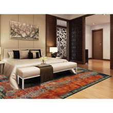 Load image into Gallery viewer, 9&#39;2&quot;x12&#39; Metallic Orange, Hand Knotted, Ancient Ottoman Erased Design, Ghazni Wool, Oriental Rug FWR395376
