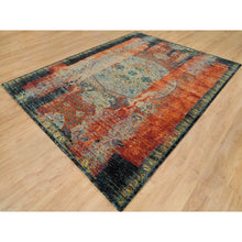 Load image into Gallery viewer, 9&#39;2&quot;x12&#39; Metallic Orange, Hand Knotted, Ancient Ottoman Erased Design, Ghazni Wool, Oriental Rug FWR395376