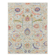 Load image into Gallery viewer, 8&#39;x10&#39;4&quot; Tan Color, Sickle Leaf Design, Silk with Textured Wool, Hand Knotted, Oriental Rug FWR395412