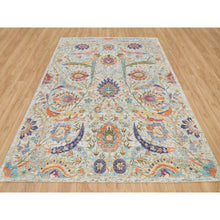 Load image into Gallery viewer, 8&#39;x10&#39;4&quot; Tan Color, Sickle Leaf Design, Silk with Textured Wool, Hand Knotted, Oriental Rug FWR395412