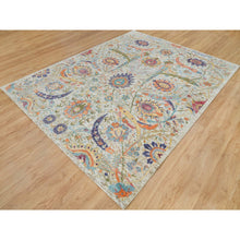 Load image into Gallery viewer, 8&#39;x10&#39;4&quot; Tan Color, Sickle Leaf Design, Silk with Textured Wool, Hand Knotted, Oriental Rug FWR395412
