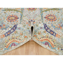 Load image into Gallery viewer, 8&#39;x10&#39;4&quot; Tan Color, Sickle Leaf Design, Silk with Textured Wool, Hand Knotted, Oriental Rug FWR395412