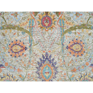 8'x10'4" Tan Color, Sickle Leaf Design, Silk with Textured Wool, Hand Knotted, Oriental Rug FWR395412