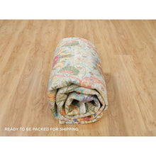 Load image into Gallery viewer, 8&#39;x10&#39;4&quot; Tan Color, Sickle Leaf Design, Silk with Textured Wool, Hand Knotted, Oriental Rug FWR395412