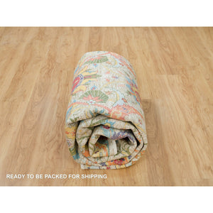 8'x10'4" Tan Color, Sickle Leaf Design, Silk with Textured Wool, Hand Knotted, Oriental Rug FWR395412