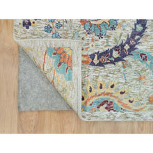 Load image into Gallery viewer, 6&#39;3&quot;x9&#39;3&quot; Tan Color, Silk with Textured Wool, Hand Knotted, Sickle Leaf Design, Oriental Rug FWR395448