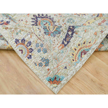 Load image into Gallery viewer, 6&#39;3&quot;x9&#39;3&quot; Tan Color, Silk with Textured Wool, Hand Knotted, Sickle Leaf Design, Oriental Rug FWR395448