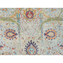 Load image into Gallery viewer, 6&#39;3&quot;x9&#39;3&quot; Tan Color, Silk with Textured Wool, Hand Knotted, Sickle Leaf Design, Oriental Rug FWR395448