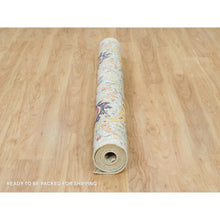 Load image into Gallery viewer, 6&#39;3&quot;x9&#39;3&quot; Tan Color, Silk with Textured Wool, Hand Knotted, Sickle Leaf Design, Oriental Rug FWR395448