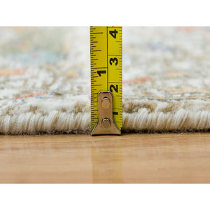 5'3"x7'2" Tan Color, Sickle Leaf Design, Silk with Textured Wool, Hand Knotted, Oriental Rug FWR395466