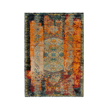 Load image into Gallery viewer, 4&#39;1&quot;x6&#39; Metallic Orange, Ancient Ottoman Erased Design, Ghazni Wool, Hand Knotted, Oriental Rug FWR395484
