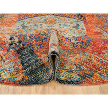Load image into Gallery viewer, 8&#39;1&quot;x8&#39;1&quot; Metallic Orange, Ghazni Wool, Hand Knotted, Ancient Ottoman Erased Design, Round Oriental Rug FWR395514