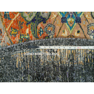 8'1"x8'1" Metallic Orange, Ghazni Wool, Hand Knotted, Ancient Ottoman Erased Design, Round Oriental Rug FWR395514