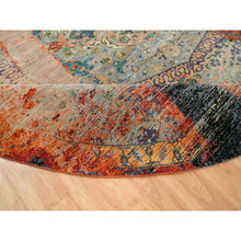 Load image into Gallery viewer, 14&#39;x14&#39; Metallic Orange, Hand Knotted, Ancient Ottoman Erased Design, Ghazni Wool, Round Oriental Rug FWR395550