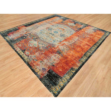 Load image into Gallery viewer, 12&#39;1&quot;x12&#39;1&quot; Metallic Orange, Ghazni Wool, Hand Knotted, Ancient Ottoman Erased Design, Square Oriental Rug FWR395556