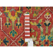 Load image into Gallery viewer, 14&#39;x14&#39; Fire Brick Red, Hand Knotted, Antiqued Oushak Reimagined Repetitive Star and Rosette Design, Sheared Low, Soft Wool, Square Oriental Rug FWR395568