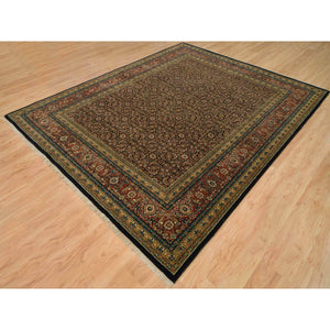 8'1"x10'1" Navy Blue, Herati with All Over Design, Dense Weave, 175 KPSI, Pure Wool, Hand Knotted, Oriental Rug FWR395628