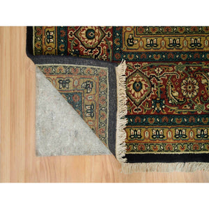 8'1"x10'1" Navy Blue, Herati with All Over Design, Dense Weave, 175 KPSI, Pure Wool, Hand Knotted, Oriental Rug FWR395628