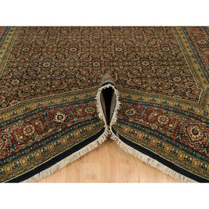 8'1"x10'1" Navy Blue, Herati with All Over Design, Dense Weave, 175 KPSI, Pure Wool, Hand Knotted, Oriental Rug FWR395628
