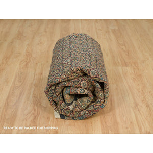 8'1"x10'1" Navy Blue, Herati with All Over Design, Dense Weave, 175 KPSI, Pure Wool, Hand Knotted, Oriental Rug FWR395628