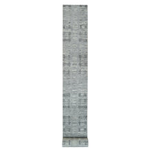 Load image into Gallery viewer, 2&#39;7&quot;x25&#39;6&quot; Ash Gray, Hand Spun Undyed Natural Wool, Hand Knotted, Modern Design, XL Runner Oriental Rug FWR395736