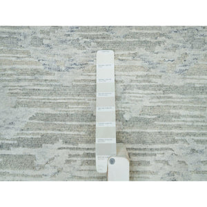 2'7"x22' Platinum Gray, Modern Design, Hand Spun Undyed Natural Wool, Hand Knotted, XL Runner Oriental Rug FWR395742