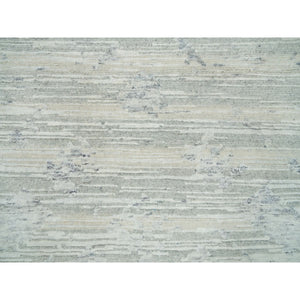 2'7"x22' Platinum Gray, Modern Design, Hand Spun Undyed Natural Wool, Hand Knotted, XL Runner Oriental Rug FWR395742