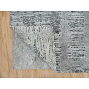 3'x5'1" Ash Gray, Modern Design, Hand Spun Undyed Natural Wool, Hand Knotted, Oriental Rug FWR395766