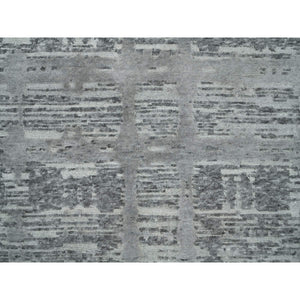 3'x5'1" Ash Gray, Modern Design, Hand Spun Undyed Natural Wool, Hand Knotted, Oriental Rug FWR395766
