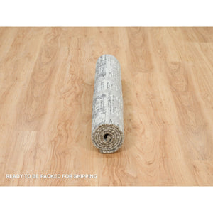 3'x5'1" Ash Gray, Modern Design, Hand Spun Undyed Natural Wool, Hand Knotted, Oriental Rug FWR395766
