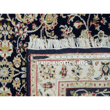 Load image into Gallery viewer, 3&#39;10&quot;x9&#39;7&quot; Midnight Blue, Nain with All Over Flower Design, 250 KPSI, 100% Wool, Hand Knotted, Wide Runner Oriental Rug FWR395826