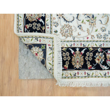 Load image into Gallery viewer, 5&#39;x7&#39; Powder White, Nain with All Over Flower Design, 250 KPSI, Soft Wool, Hand Knotted, Oriental Rug FWR395832