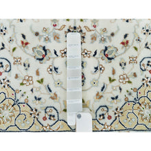 Load image into Gallery viewer, 2&#39;8&quot;x4&#39;1&quot; Powder White, 250 KPSI, Extra Soft Wool, Hand Knotted, Nain with Center Medallion Flower Design, Oriental Rug FWR395856