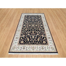 Load image into Gallery viewer, 5&#39;8&quot;x9&#39;2&quot; Midnight Blue, Hand Knotted, Nain with All Over Flower Design, 250 KPSI, Pure Wool, Oriental Rug FWR395886