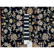 Load image into Gallery viewer, 2&#39;7&quot;x8&#39;4&quot; Midnight Blue, Hand Knotted, Nain with Center Medallion Flower Design, 250 KPSI, Organic Wool, Runner Oriental Rug FWR395916