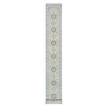 Load image into Gallery viewer, 2&#39;6&quot;x20&#39;6&quot; Powder White, 250 KPSI, Extra Soft Wool, Hand Knotted, Nain with Center Medallion Flower Design, XL Runner Oriental Rug FWR395964