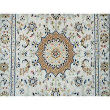 Load image into Gallery viewer, 2&#39;6&quot;x20&#39;6&quot; Powder White, 250 KPSI, Extra Soft Wool, Hand Knotted, Nain with Center Medallion Flower Design, XL Runner Oriental Rug FWR395964