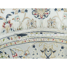 Load image into Gallery viewer, 6&#39;1&quot;x6&#39;1&quot; Powder White, 100% Wool, Hand Knotted, Nain with All Over Flower Design, 250 KPSI, Round Oriental Rug FWR395970