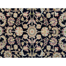 Load image into Gallery viewer, 6&#39;x6&#39; Midnight Blue, Soft Wool, Hand Knotted, Nain with All Over Flower Design, 250 KPSI, Round Oriental Rug FWR395976