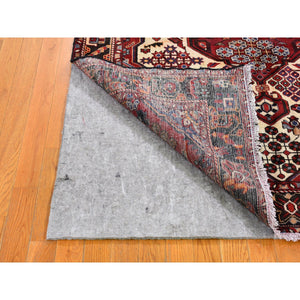5'1"x7'2" Vintage Persian Hamadan Ivory with Flower Bouquet Design Pure Wool Hand Knotted Oriental Rug FWR396192