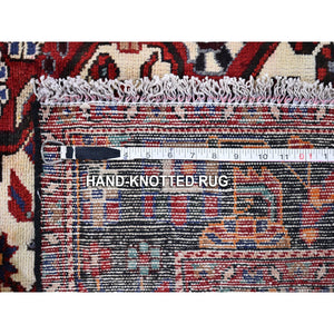 5'1"x7'2" Vintage Persian Hamadan Ivory with Flower Bouquet Design Pure Wool Hand Knotted Oriental Rug FWR396192