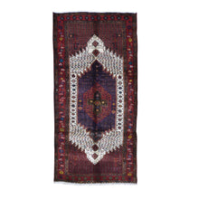Load image into Gallery viewer, 5&#39;x9&#39;8&quot; Red Vintage Persian Hamadan Clean Full Pile But Skewed Organic Wool Hand Knotted Oriental Rug FWR396198