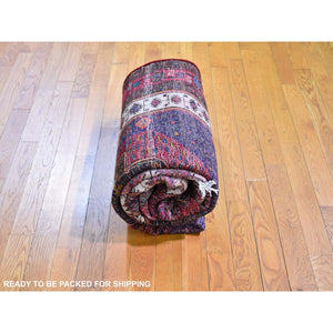 5'x9'8" Red Vintage Persian Hamadan Clean Full Pile But Skewed Organic Wool Hand Knotted Oriental Rug FWR396198
