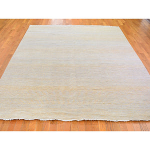 8'1"x9'8" Yellow Hand Knotted Grass Design Wool and Silk Oriental Rug FWR396336