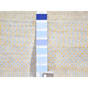 8'1"x9'8" Yellow Hand Knotted Grass Design Wool and Silk Oriental Rug FWR396336